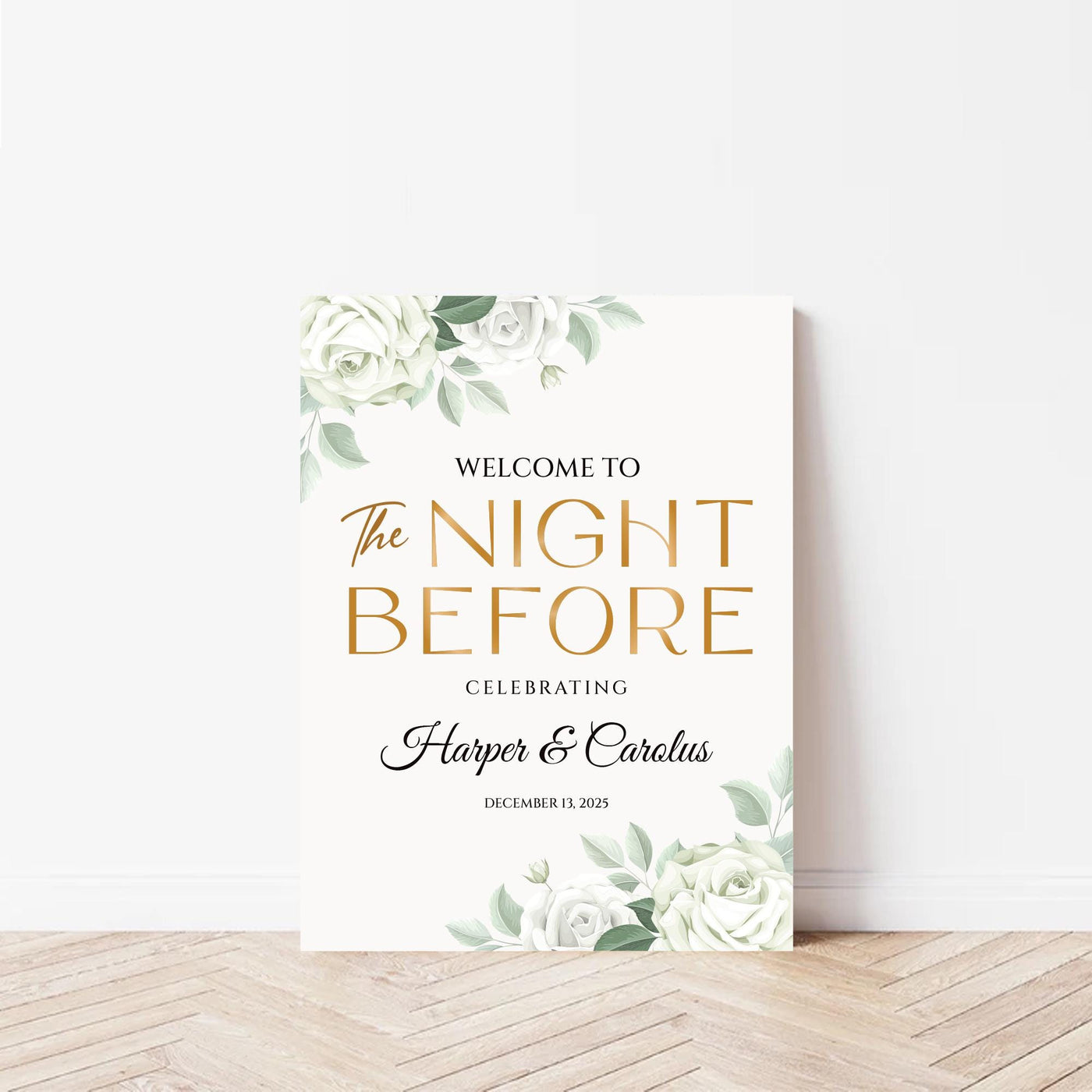 Rehearsal Dinner Welcome Sign, Greenery Wedding Rehearsal Sign