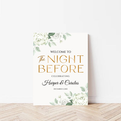 Rehearsal Dinner Welcome Sign, Greenery Wedding Rehearsal Sign