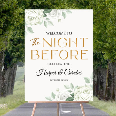 Rehearsal Dinner Welcome Sign, Greenery Wedding Rehearsal Sign