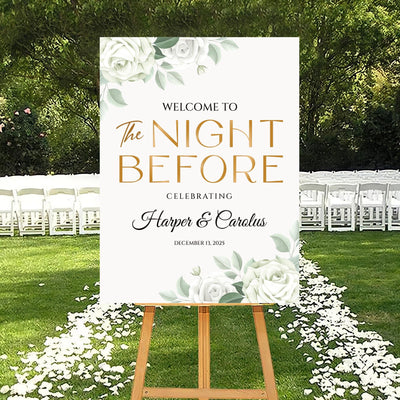 Rehearsal Dinner Welcome Sign, Greenery Wedding Rehearsal Sign