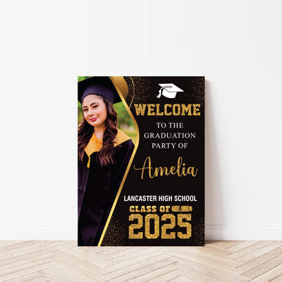 Personalized Graduation Welcome Sign, Custom Class of 2025 Party Sign with Photo