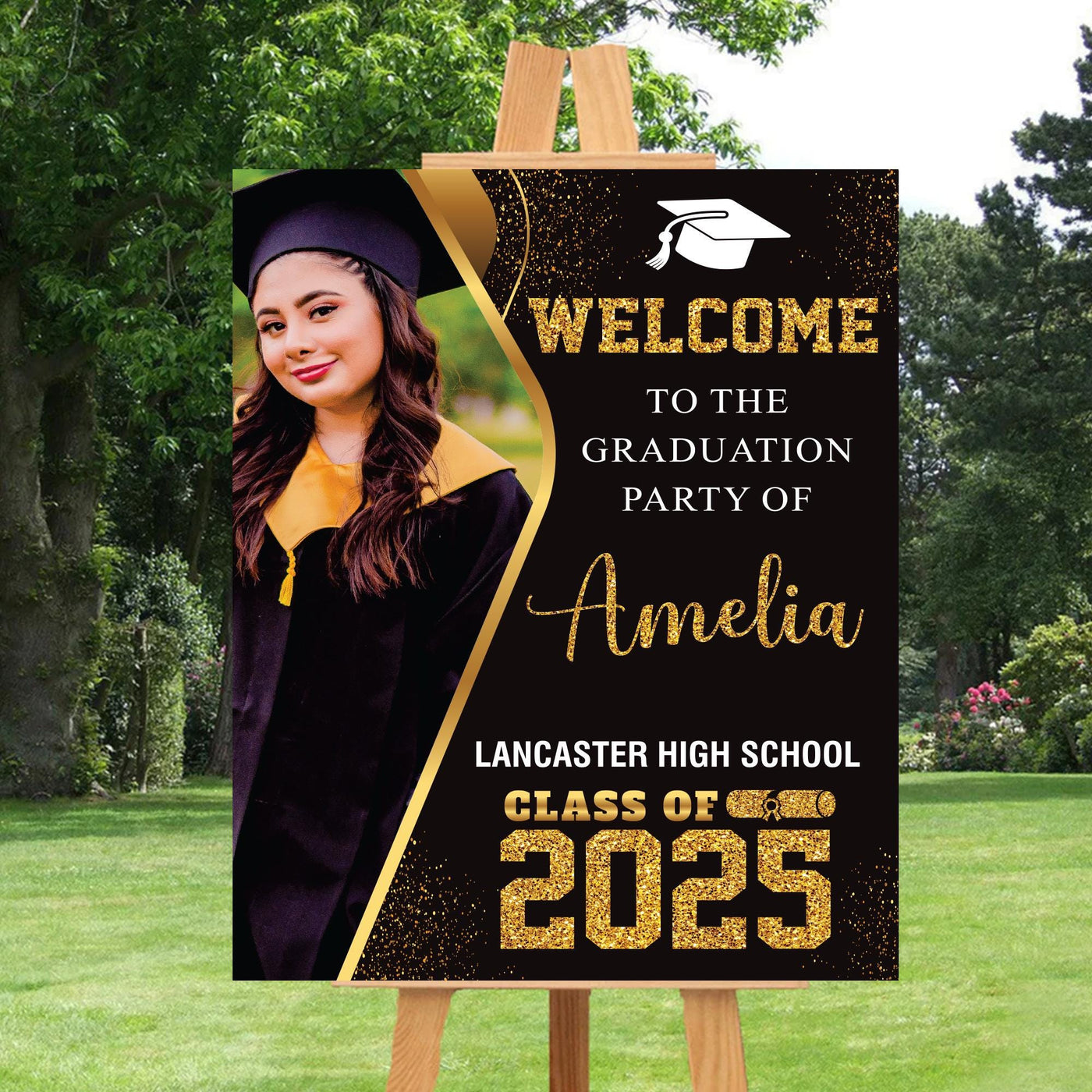 Personalized Graduation Welcome Sign, Custom Class of 2025 Party Sign with Photo