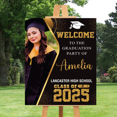 Personalized Graduation Welcome Sign, Custom Class of 2025 Party Sign with Photo