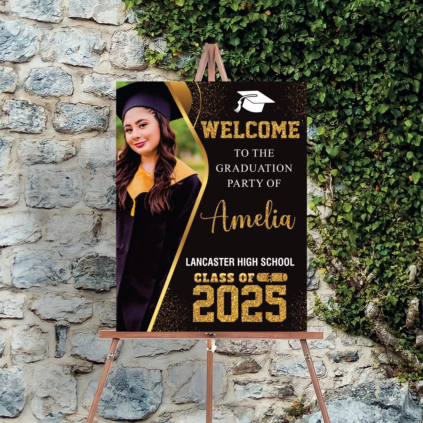 Personalized Graduation Welcome Sign, Custom Class of 2025 Party Sign with Photo