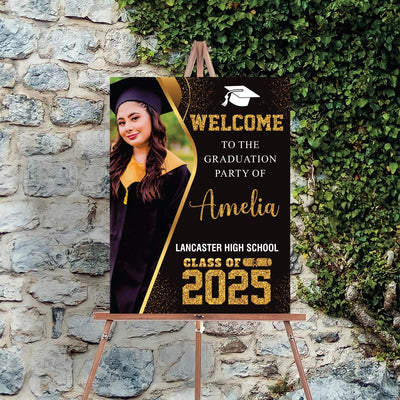 Personalized Graduation Welcome Sign, Custom Class of 2025 Party Sign with Photo