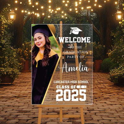 Personalized Graduation Welcome Sign, Custom Class of 2025 Party Sign with Photo