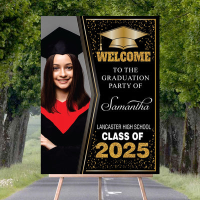 Personalized Graduation Welcome Sign, Custom Class of 2025 Party Sign with Photo