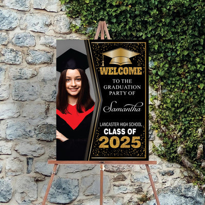 Personalized Graduation Welcome Sign, Custom Class of 2025 Party Sign with Photo