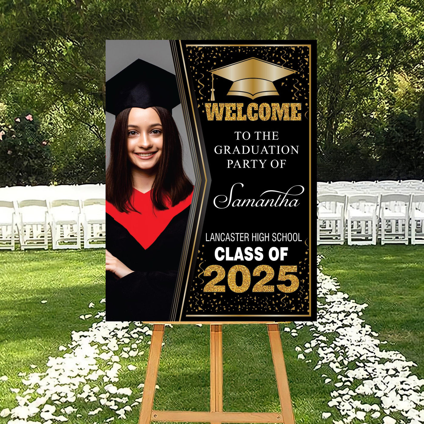Personalized Graduation Welcome Sign, Custom Class of 2025 Party Sign with Photo