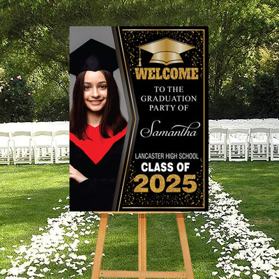 Personalized Graduation Welcome Sign, Custom Class of 2025 Party Sign with Photo
