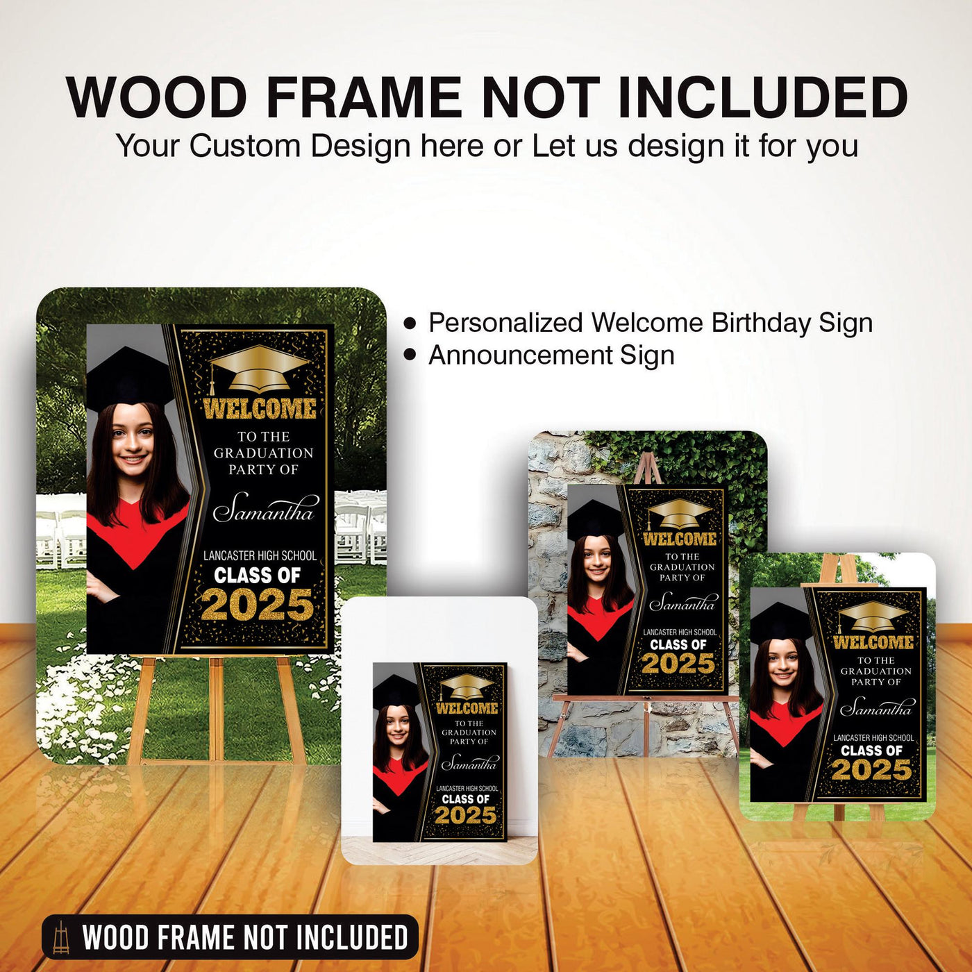 Personalized Graduation Welcome Sign, Custom Class of 2025 Party Sign with Photo