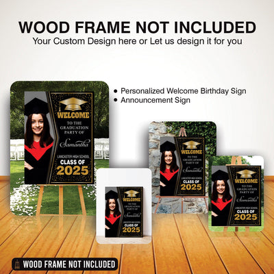Personalized Graduation Welcome Sign, Custom Class of 2025 Party Sign with Photo