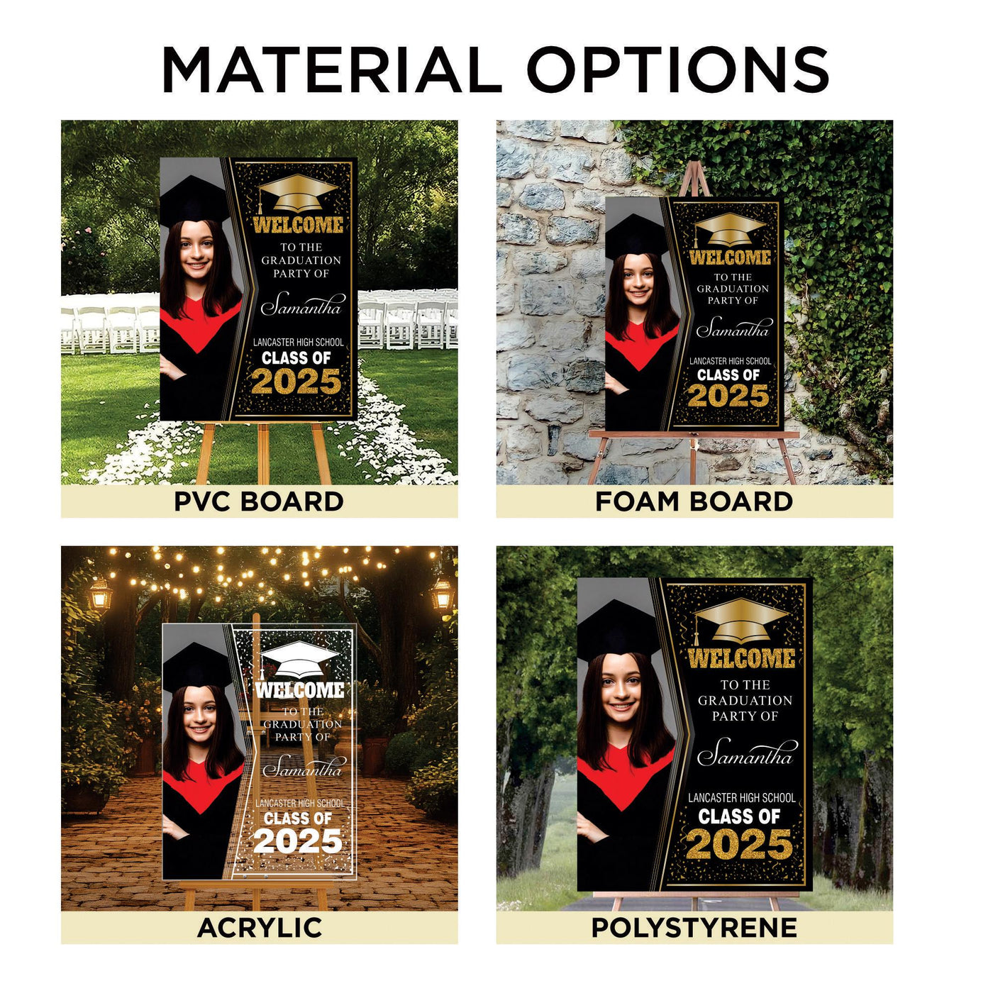Personalized Graduation Welcome Sign, Custom Class of 2025 Party Sign with Photo