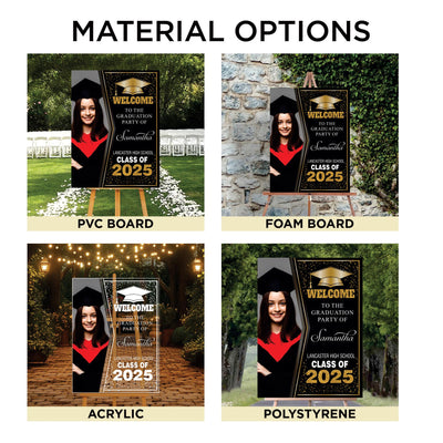 Personalized Graduation Welcome Sign, Custom Class of 2025 Party Sign with Photo