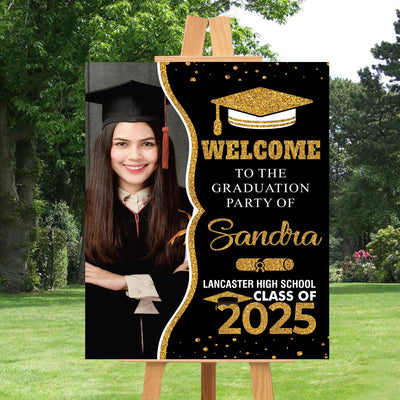 Personalized Graduation Welcome Sign, Custom Class of 2025 Party Sign with Photo