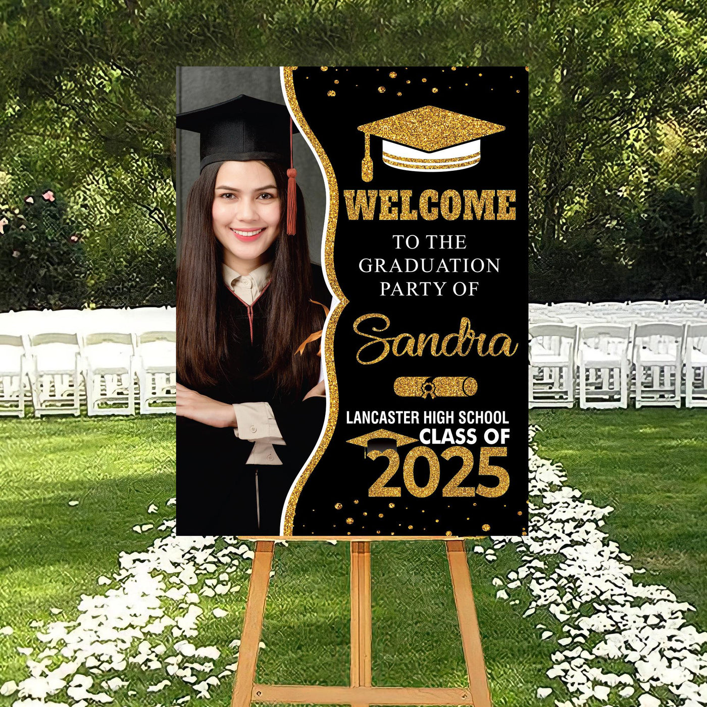 Personalized Graduation Welcome Sign, Custom Class of 2025 Party Sign with Photo