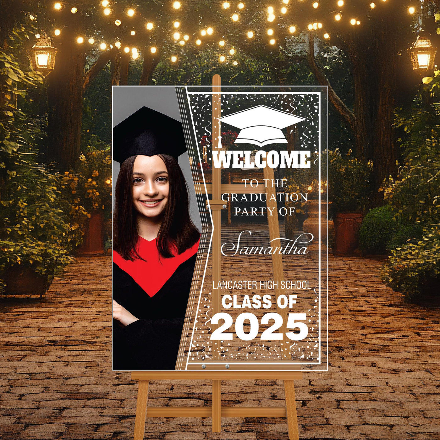 Personalized Graduation Welcome Sign, Custom Class of 2025 Party Sign with Photo