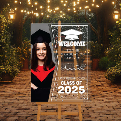 Personalized Graduation Welcome Sign, Custom Class of 2025 Party Sign with Photo