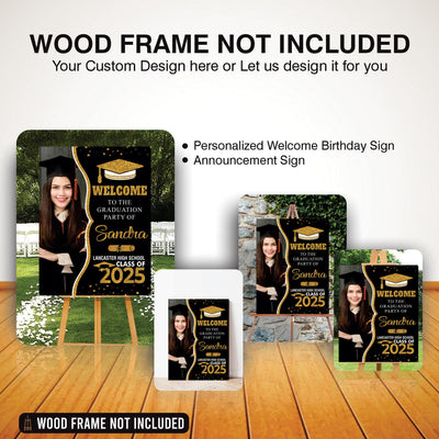 Personalized Graduation Welcome Sign, Custom Class of 2025 Party Sign with Photo