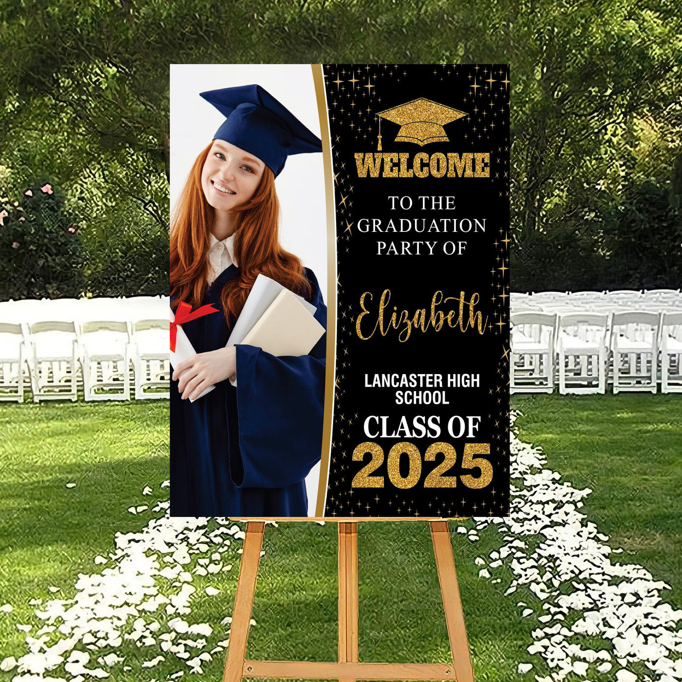 Personalized Graduation Welcome Sign, Custom Class of 2025 Party Sign with Photo