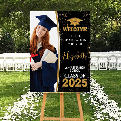 Personalized Graduation Welcome Sign, Custom Class of 2025 Party Sign with Photo