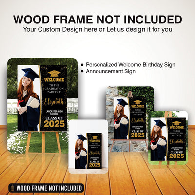 Personalized Graduation Welcome Sign, Custom Class of 2025 Party Sign with Photo