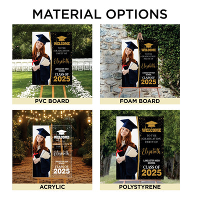 Personalized Graduation Welcome Sign, Custom Class of 2025 Party Sign with Photo