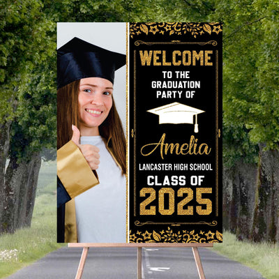 Personalized Graduation Welcome Sign, Custom Class of 2025 Party Sign with Photo
