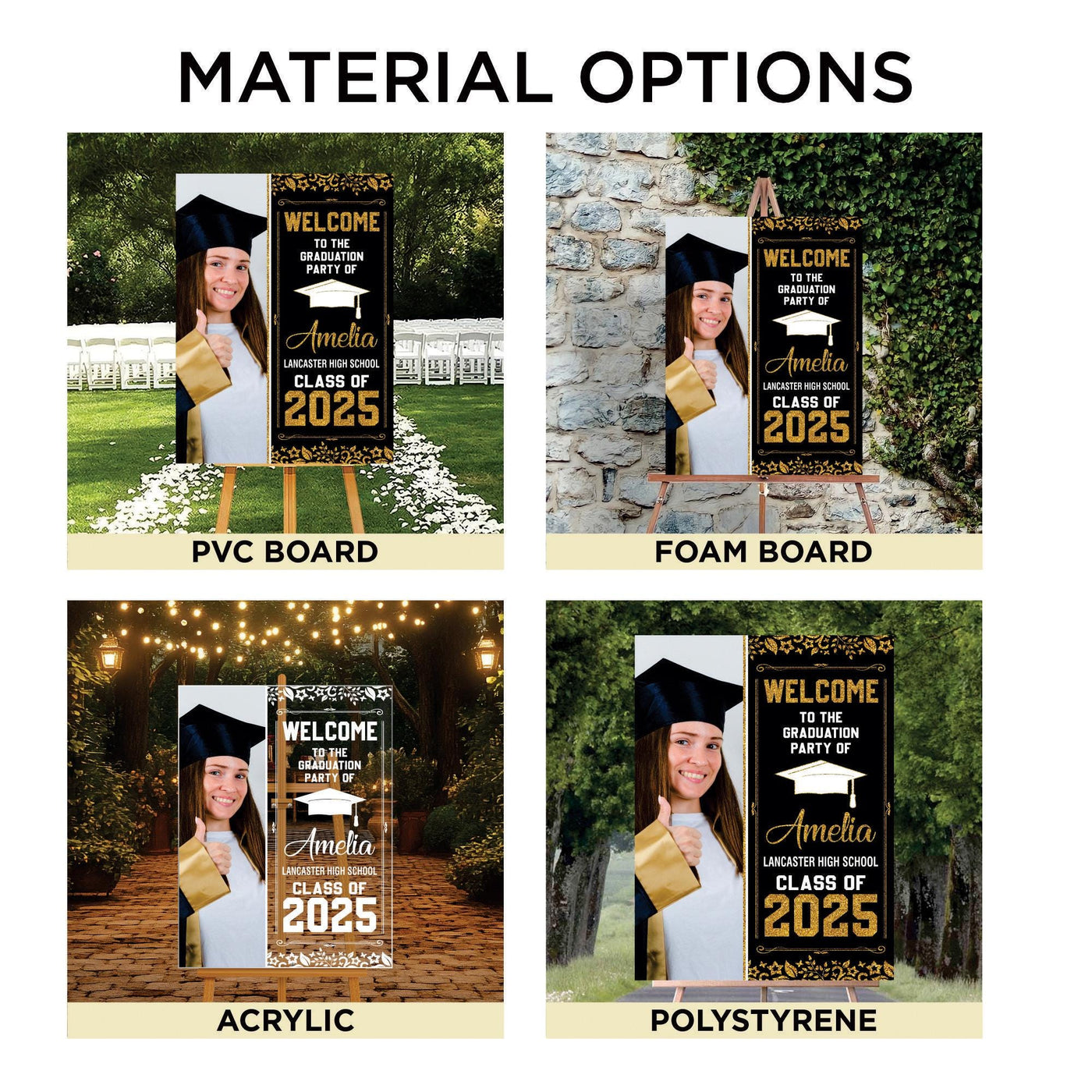 Personalized Graduation Welcome Sign, Custom Class of 2025 Party Sign with Photo