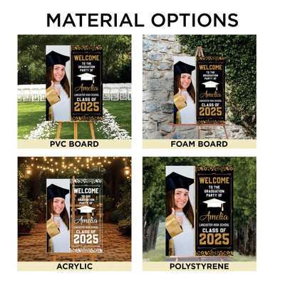 Personalized Graduation Welcome Sign, Custom Class of 2025 Party Sign with Photo