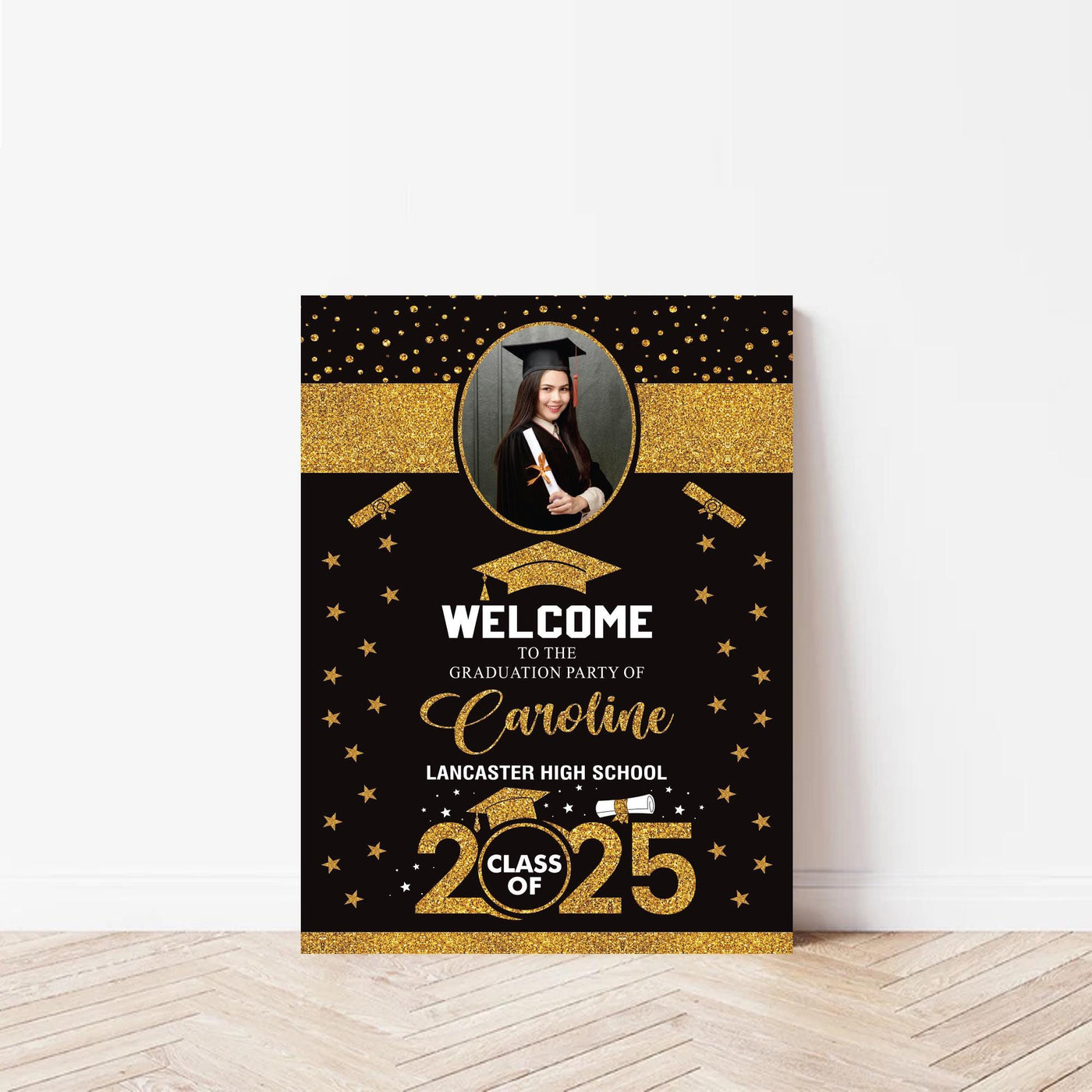 Personalized Graduation Welcome Sign, Custom Class of 2025 Party Sign with Photo