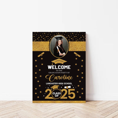 Personalized Graduation Welcome Sign, Custom Class of 2025 Party Sign with Photo