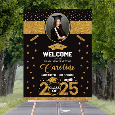 Personalized Graduation Welcome Sign, Custom Class of 2025 Party Sign with Photo