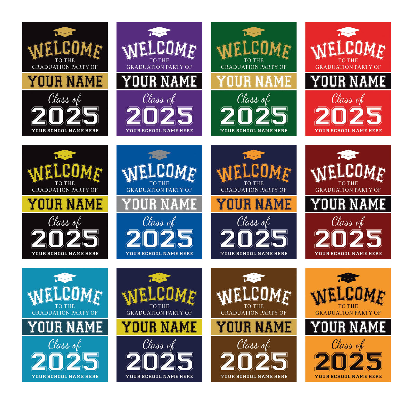Personalized Graduation Welcome Sign, Custom Class of 2025 Party Sign