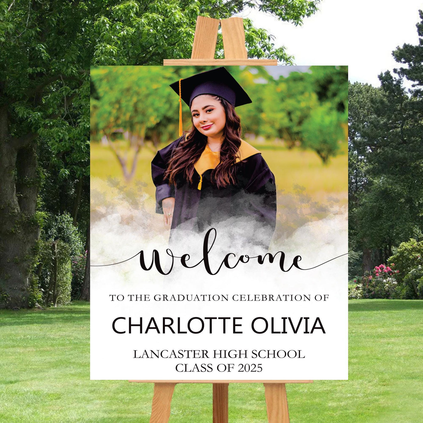 Personalized Graduation Welcome Sign, Custom Class of 2025 Party Sign with Photo