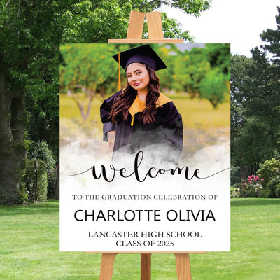 Personalized Graduation Welcome Sign, Custom Class of 2025 Party Sign with Photo