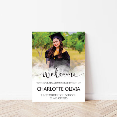 Personalized Graduation Welcome Sign, Custom Class of 2025 Party Sign with Photo