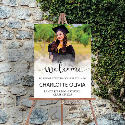 Personalized Graduation Welcome Sign, Custom Class of 2025 Party Sign with Photo