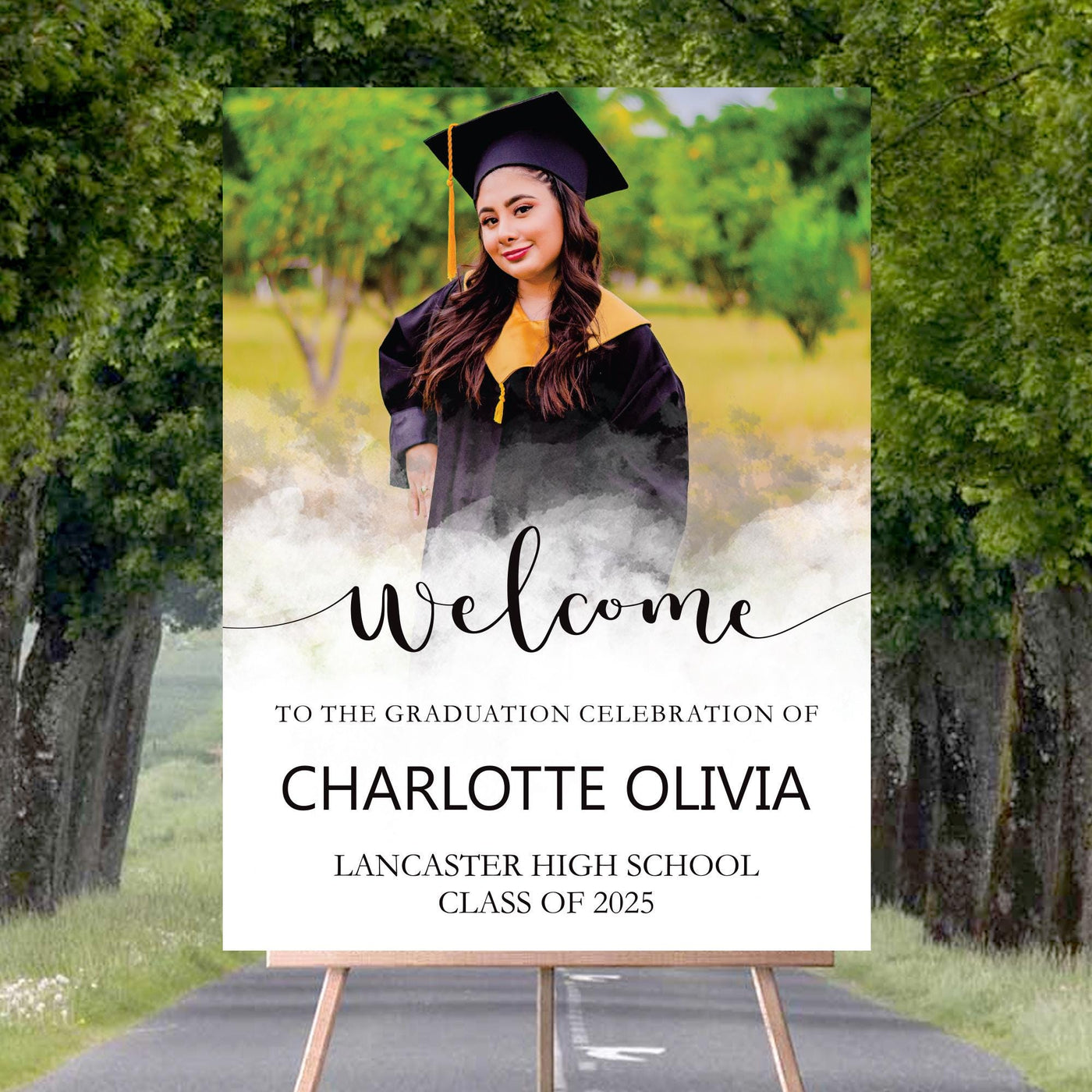 Personalized Graduation Welcome Sign, Custom Class of 2025 Party Sign with Photo