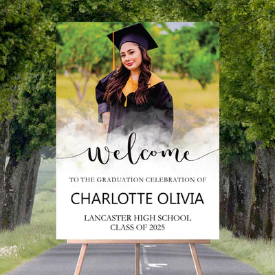Personalized Graduation Welcome Sign, Custom Class of 2025 Party Sign with Photo