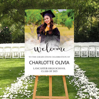 Personalized Graduation Welcome Sign, Custom Class of 2025 Party Sign with Photo