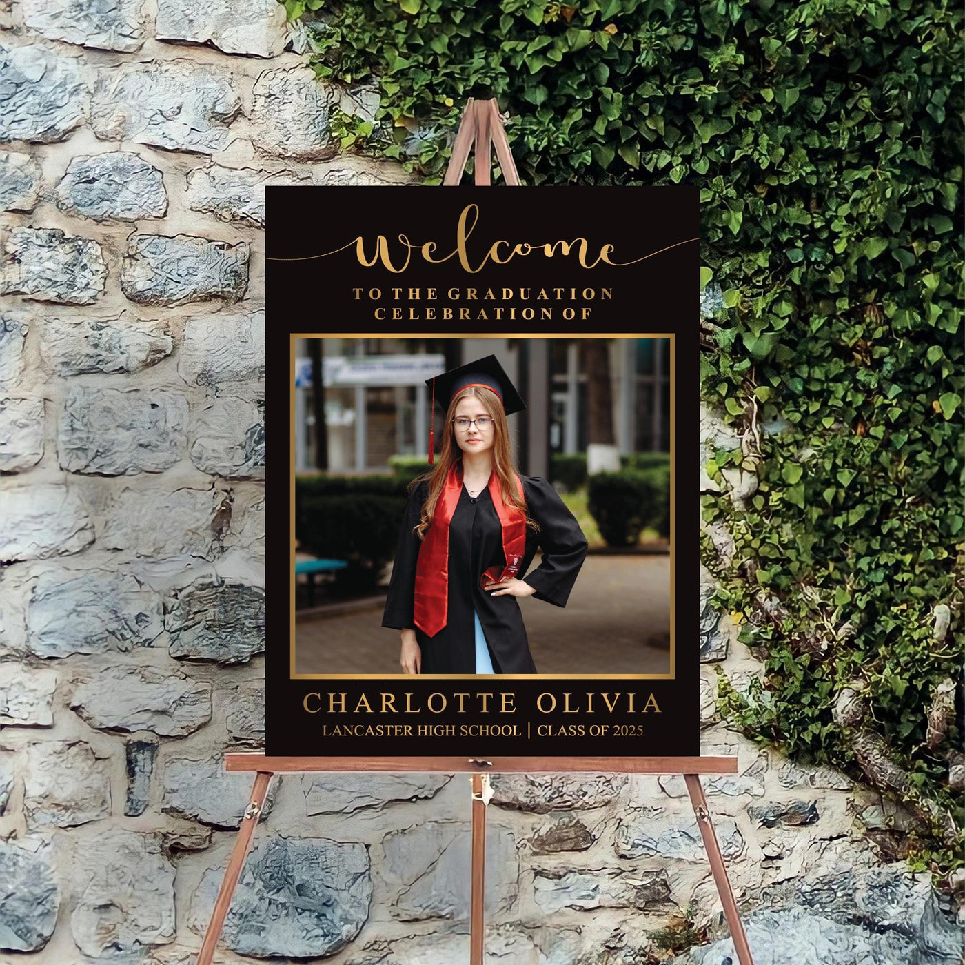 Personalized Graduation Welcome Sign, Custom Class of 2025 Party Sign with Photo