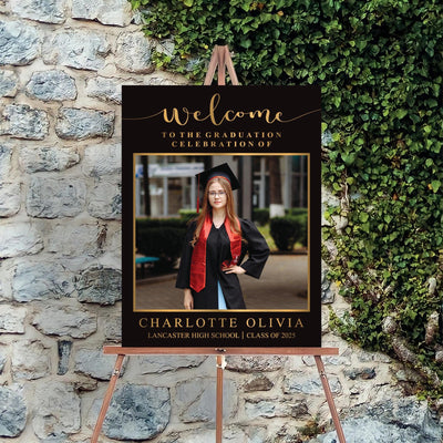 Personalized Graduation Welcome Sign, Custom Class of 2025 Party Sign with Photo