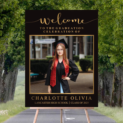 Personalized Graduation Welcome Sign, Custom Class of 2025 Party Sign with Photo