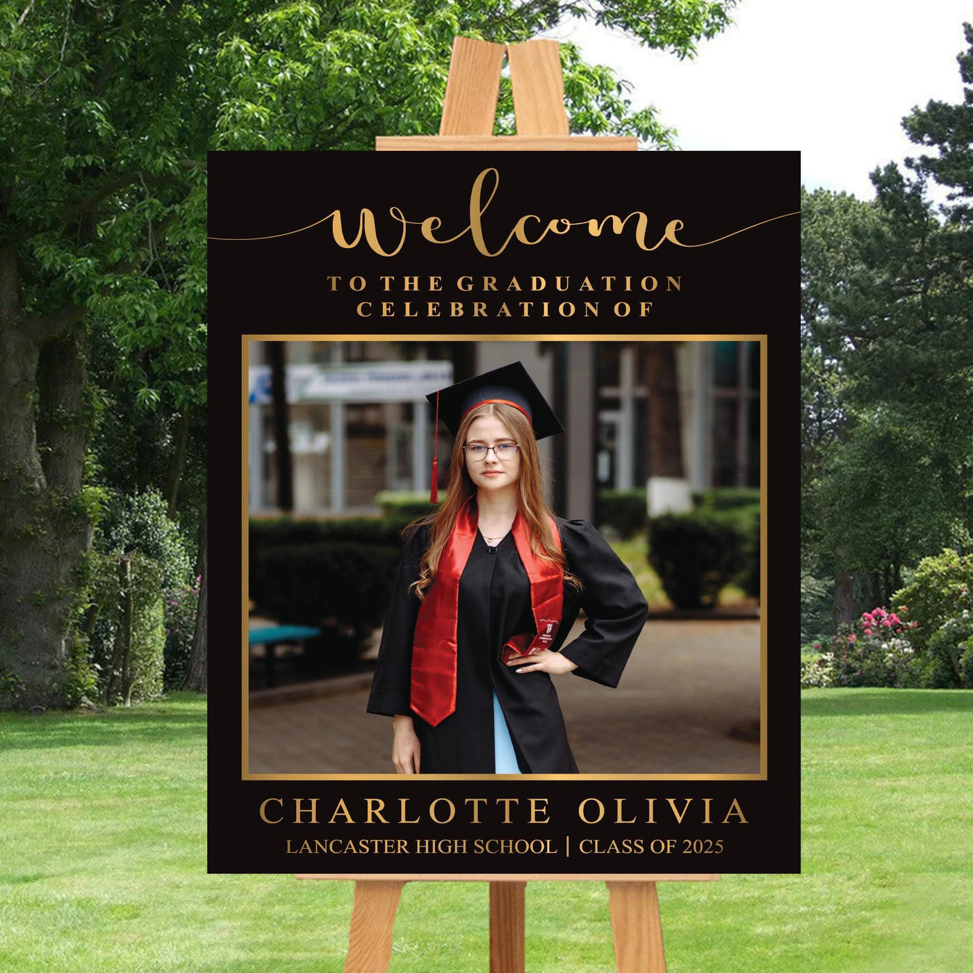 Personalized Graduation Welcome Sign, Custom Class of 2025 Party Sign with Photo