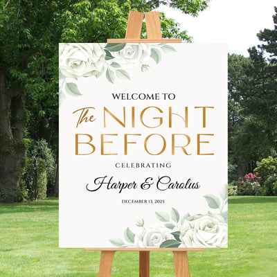 Rehearsal Dinner Welcome Sign, Greenery Wedding Rehearsal Sign