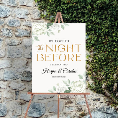 Rehearsal Dinner Welcome Sign, Greenery Wedding Rehearsal Sign