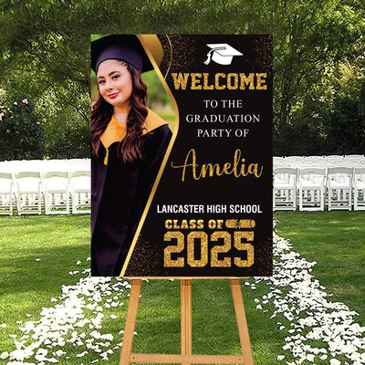 Personalized Graduation Welcome Sign, Custom Class of 2025 Party Sign with Photo