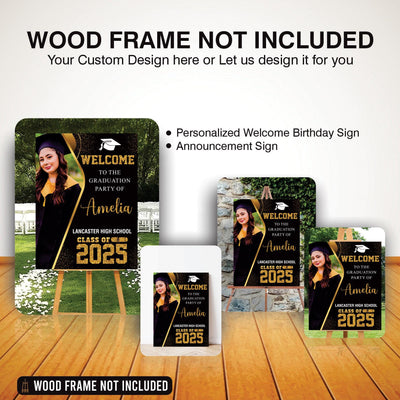 Personalized Graduation Welcome Sign, Custom Class of 2025 Party Sign with Photo