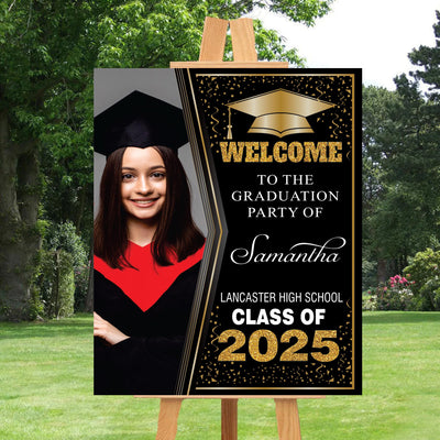 Personalized Graduation Welcome Sign, Custom Class of 2025 Party Sign with Photo